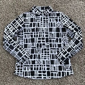 Ibkul Top Womens Medium 1/4 Zip Long Sleeve Pullover Shirt Mock Neck Mesh Golf